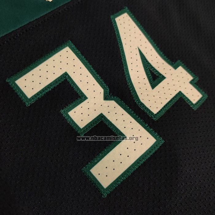 Camiseta Milwaukee Bucks Giannis Antetokounmpo NO 34 Statement Autentico Negro